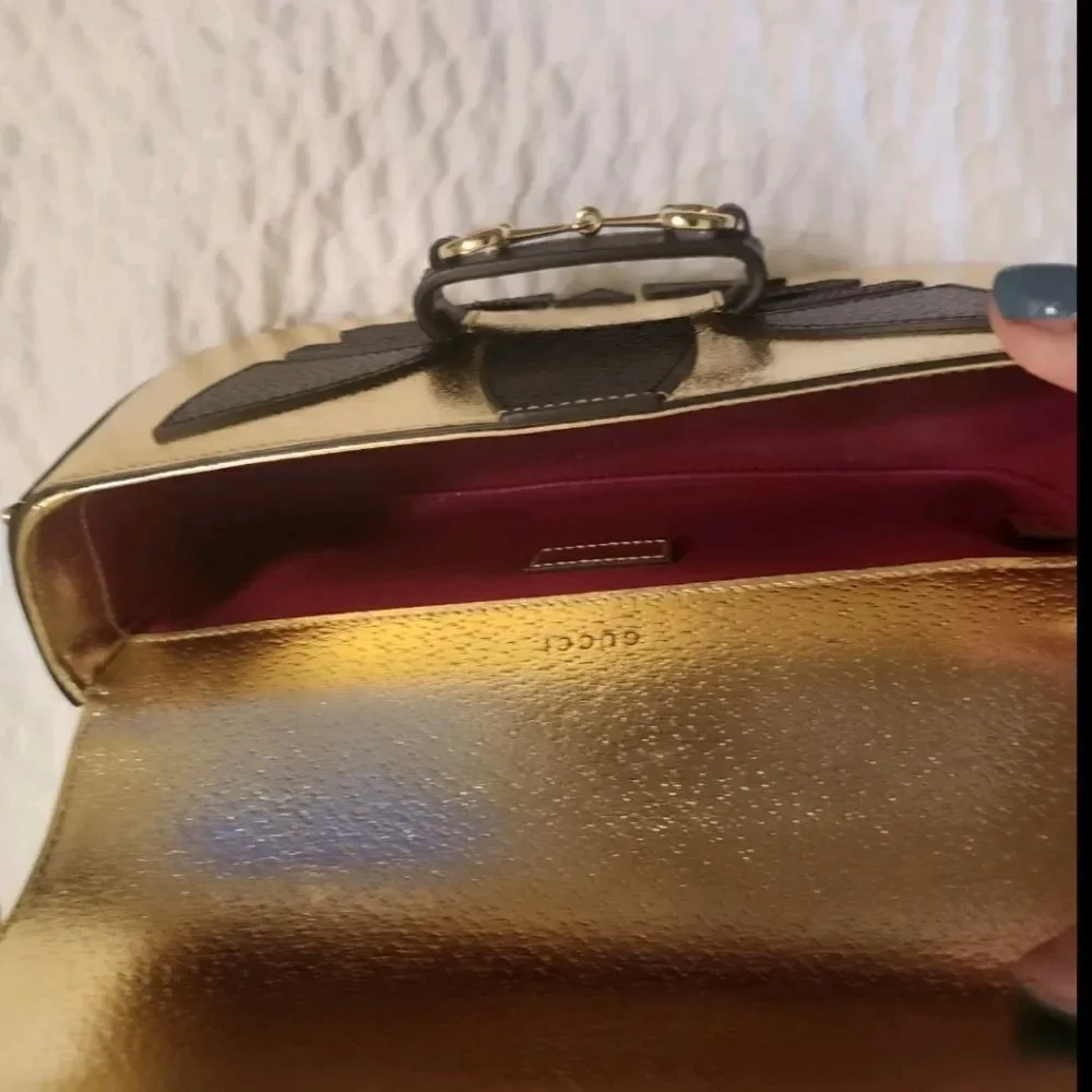 BNIB Ltd.Ed. GUCCI x ADIDAS Gold Metallic Leather Handbag #722009520981 $4250